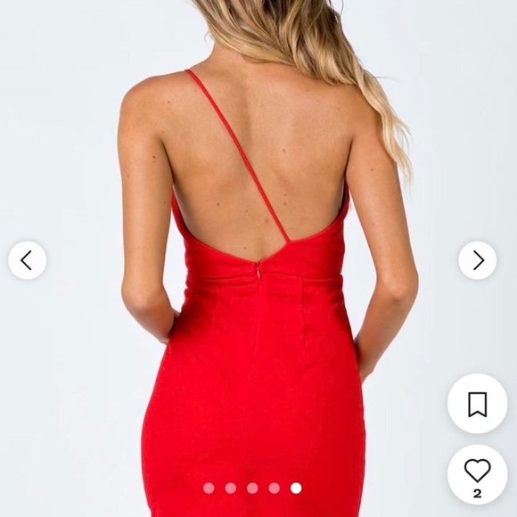 NWOT Princess Polly Priya Red One Shoulder Strap Slit Mini Dress Size 8 - Picture 2 of 15